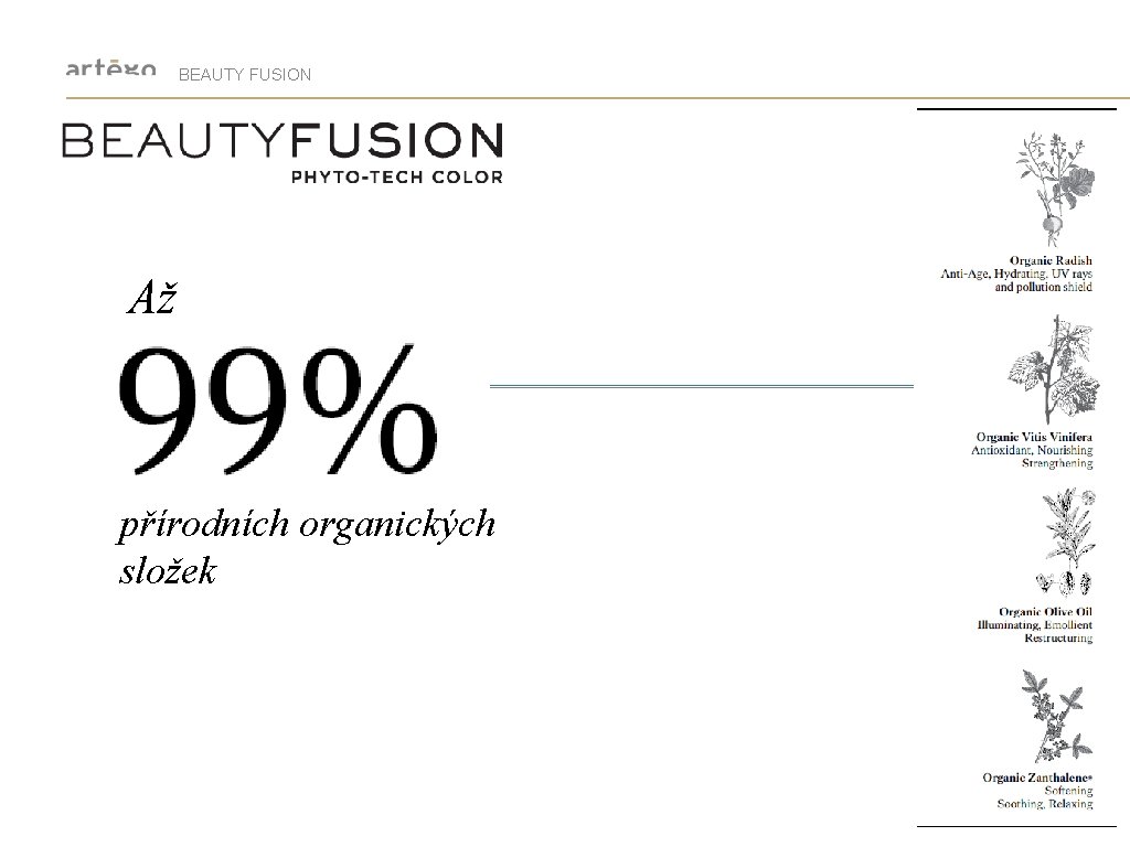 BEAUTY FUSION Až přírodních organických složek 