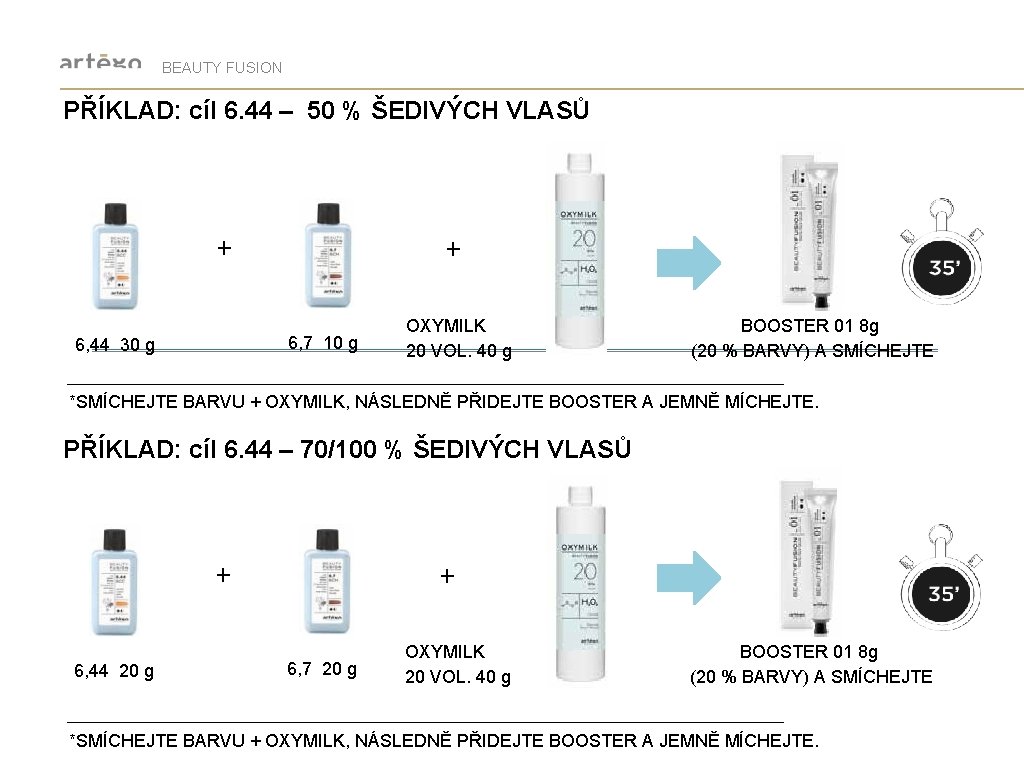 BEAUTY FUSION PŘÍKLAD: cíl 6. 44 – 50 % ŠEDIVÝCH VLASŮ + + 6,