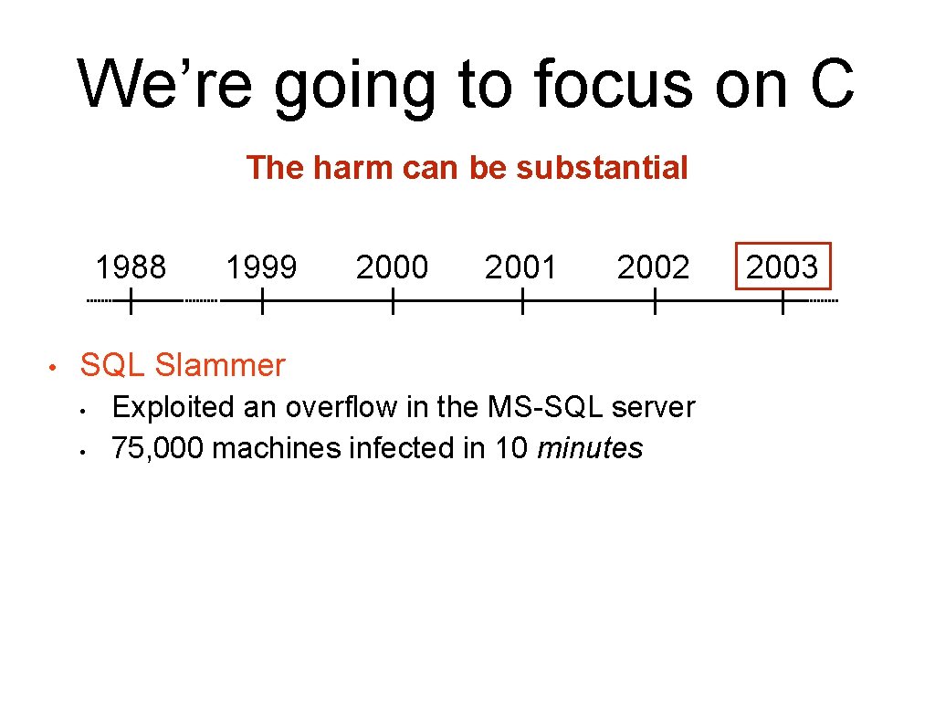 We’re going to focus on C The harm can be substantial 1988 • 1999