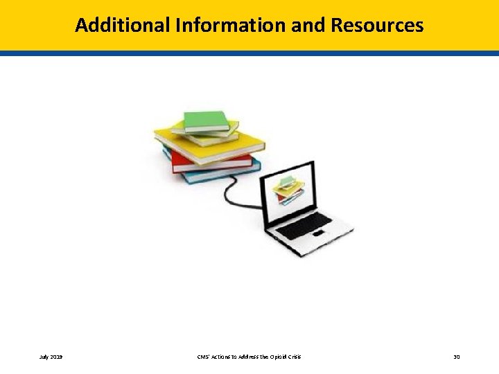 Additional Information and Resources July 2019 CMS' Actions to Address the Opioid Crisis 30