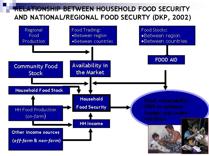 RELATIONSHIP BETWEEN HOUSEHOLD FOOD SECURITY AND NATIONAL/REGIONAL FOOD SECURTY (DKP, 2002) Regional Food Production