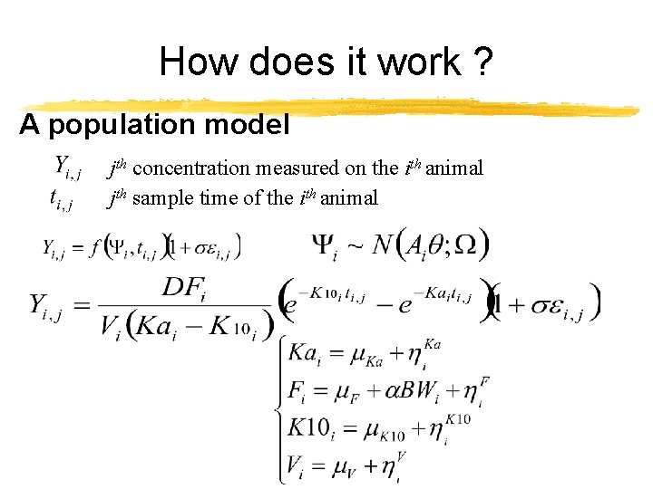 How does it work ? A population model jth concentration measured on the ith