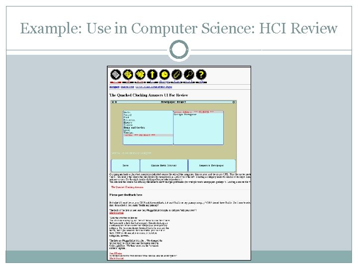Example: Use in Computer Science: HCI Review 