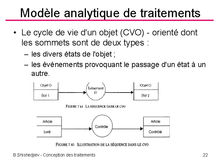 Modèle analytique de traitements • Le cycle de vie d'un objet (CVO) - orienté