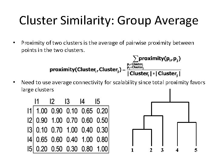 Cluster Similarity: Group Average • Proximity of two clusters is the average of pairwise