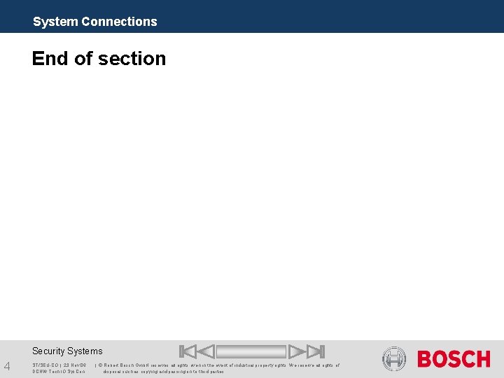 System Connections End of section Security Systems 4 ST/SEU-CO | 23. Nov. 06 DCNW