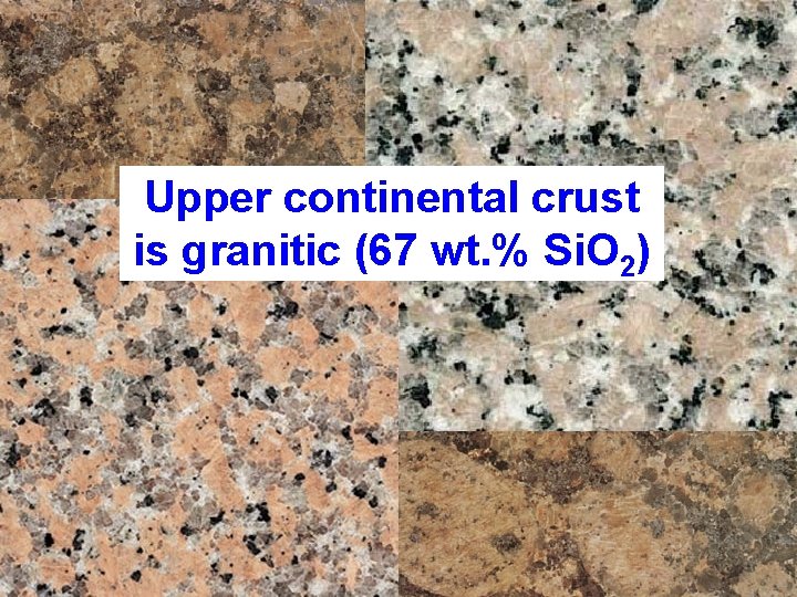 Upper continental crust is granitic (67 wt. % Si. O 2) 