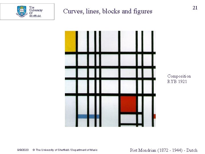 21 Curves, lines, blocks and figures Composition RYB 1921 9/9/2020 © The University of