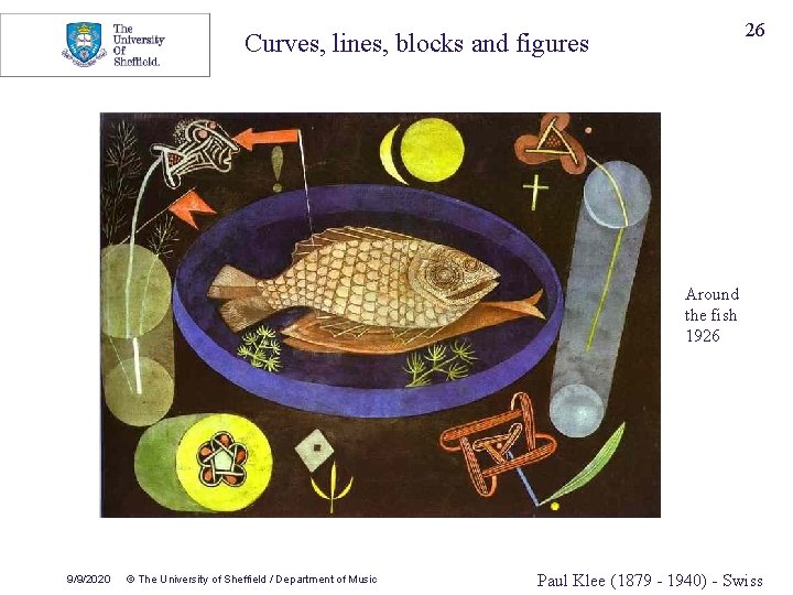 26 Curves, lines, blocks and figures Around the fish 1926 9/9/2020 © The University 26 Curves, lines, blocks and figures Around the fish 1926 9/9/2020 © The University