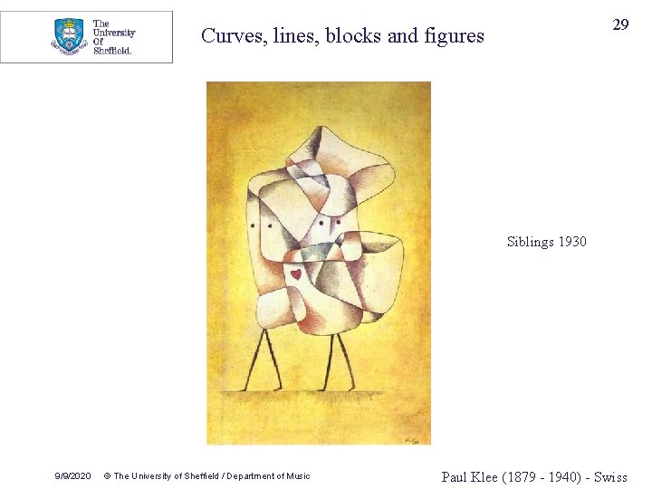29 Curves, lines, blocks and figures Siblings 1930 9/9/2020 © The University of Sheffield