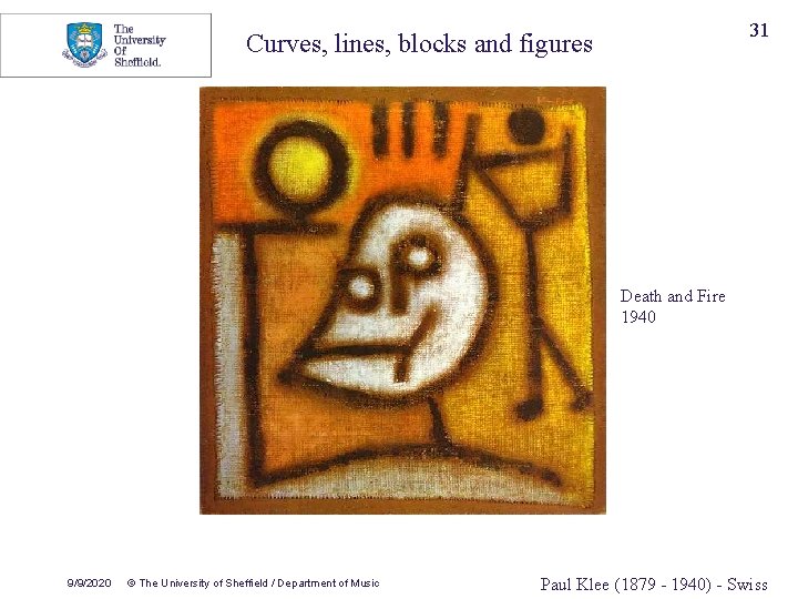 31 Curves, lines, blocks and figures Death and Fire 1940 9/9/2020 © The University 31 Curves, lines, blocks and figures Death and Fire 1940 9/9/2020 © The University