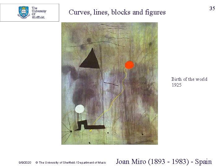 35 Curves, lines, blocks and figures Birth of the world 1925 9/9/2020 © The