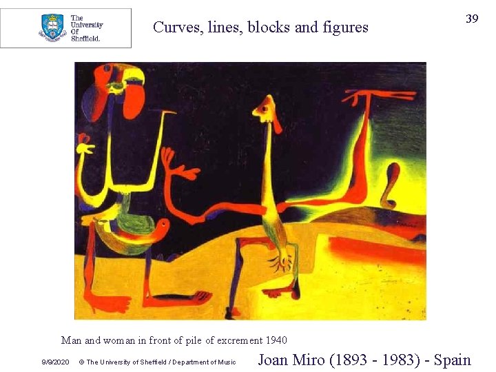 Curves, lines, blocks and figures 39 Man and woman in front of pile of