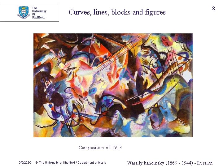 Curves, lines, blocks and figures 8 Composition VI 1913 9/9/2020 © The University of