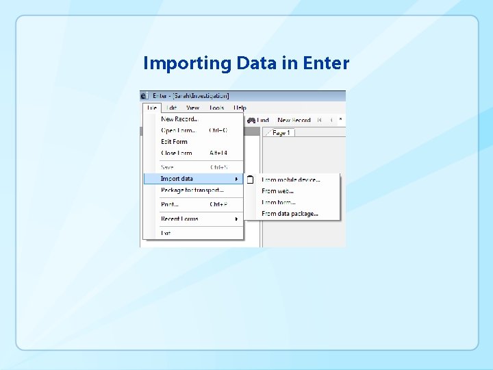 Importing Data in Enter 