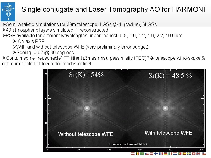 Single conjugate and Laser Tomography AO for HARMONI ØSemi-analytic simulations for 39 m telescope,