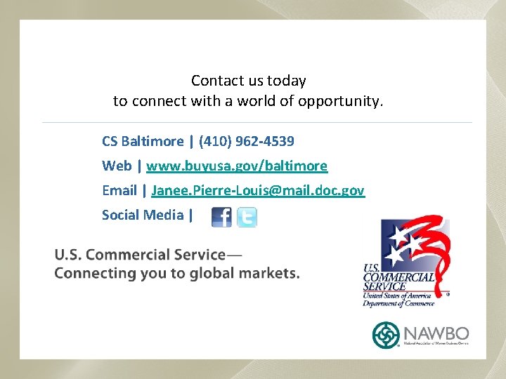 Contact us today to connect with a world of opportunity. CS Baltimore | (410)