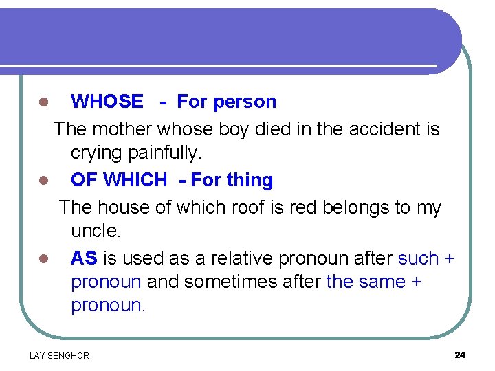 WHOSE - For person The mother whose boy died in the accident is crying
