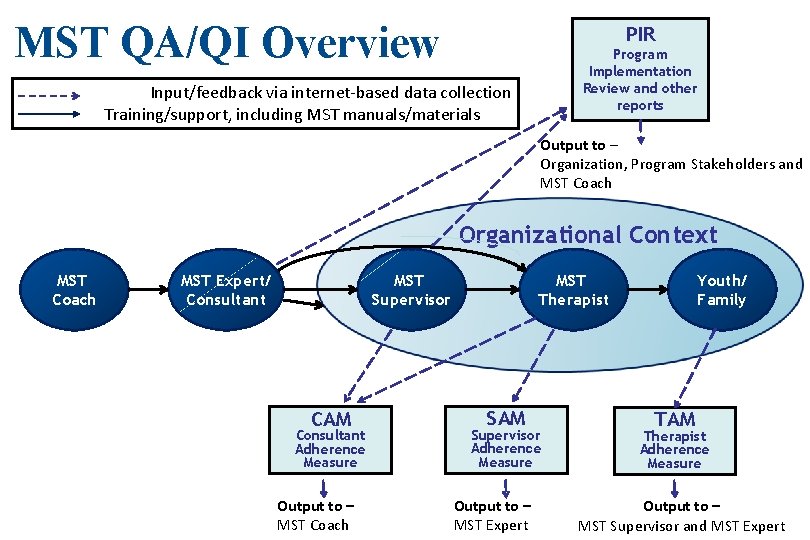 MST QA/QI Overview PIR Program Implementation Review and other reports Input/feedback via internet-based data