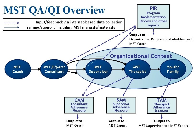 MST QA/QI Overview PIR Program Implementation Review and other reports Input/feedback via internet-based data