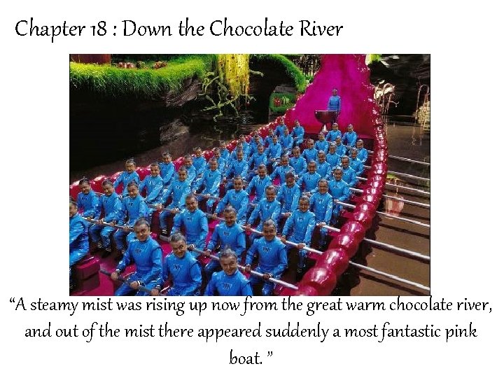 Chapter 18 : Down the Chocolate River “A steamy mist was rising up now