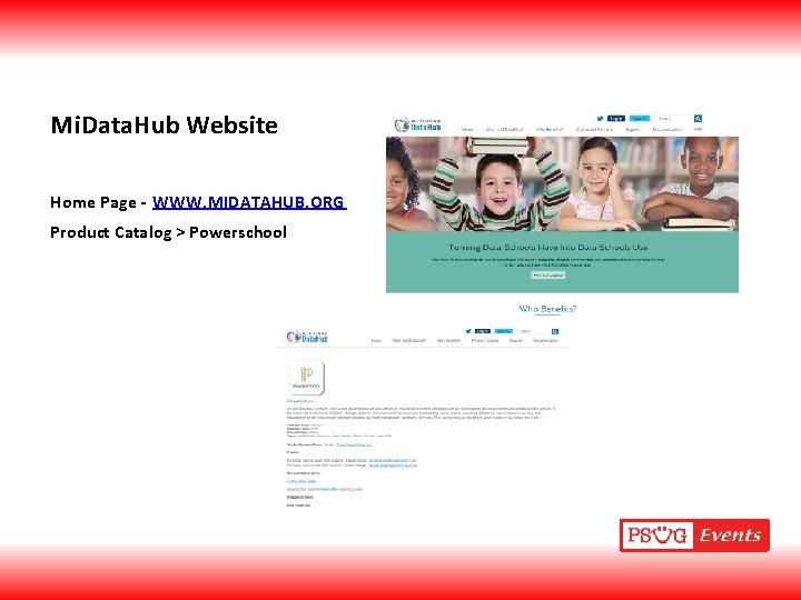 Mi. Data. Hub Website Home Page - WWW. MIDATAHUB. ORG Product Catalog > Powerschool