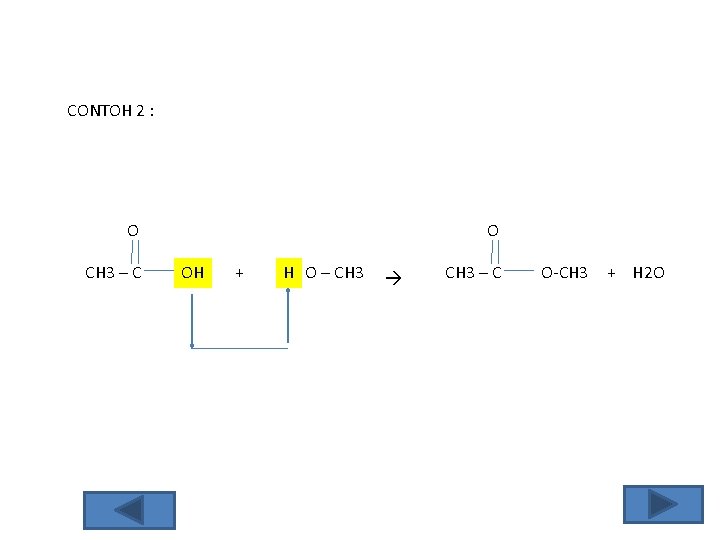 CONTOH 2 : O CH 3 – C O OH + H O –