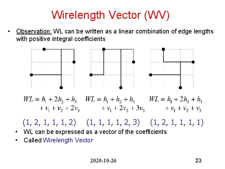 Wirelength Vector (WV) • Observation: WL can be written as a linear combination of