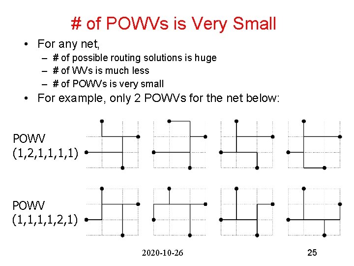 # of POWVs is Very Small • For any net, – # of possible
