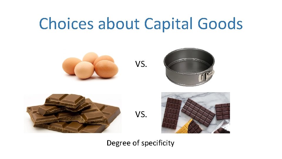 Choices about Capital Goods VS. Degree of specificity 