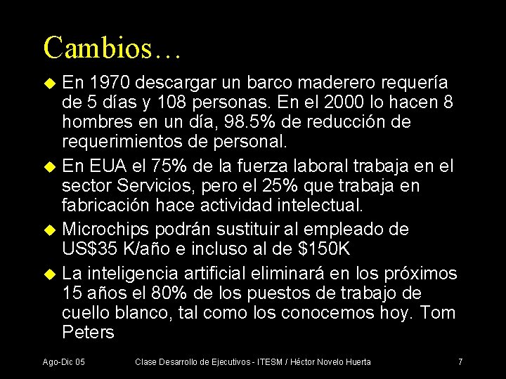 Cambios… En 1970 descargar un barco maderero requería de 5 días y 108 personas.