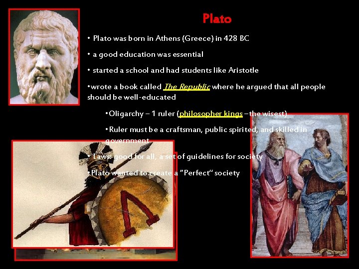Plato • Plato was born in Athens (Greece) in 428 BC • a good