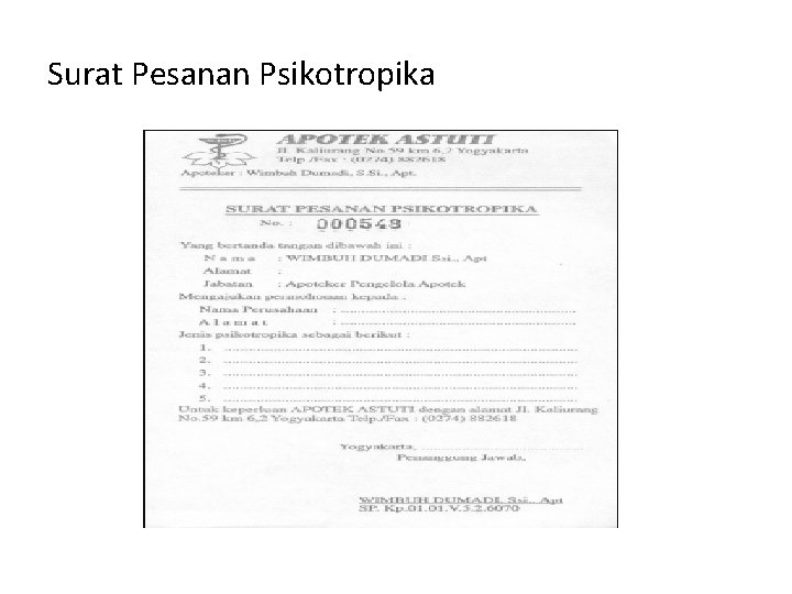 Surat Pesanan Psikotropika 
