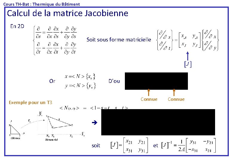  Cours TH-Bat : Thermique du Bâtiment Calcul de la matrice Jacobienne En 2