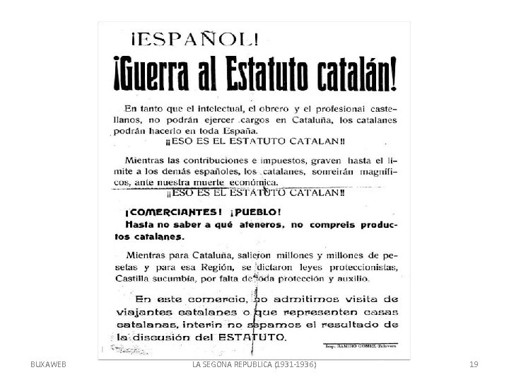 BUXAWEB LA SEGONA REPÚBLICA (1931 -1936) 19 