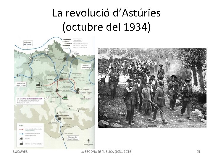 La revolució d’Astúries (octubre del 1934) BUXAWEB LA SEGONA REPÚBLICA (1931 -1936) 25 