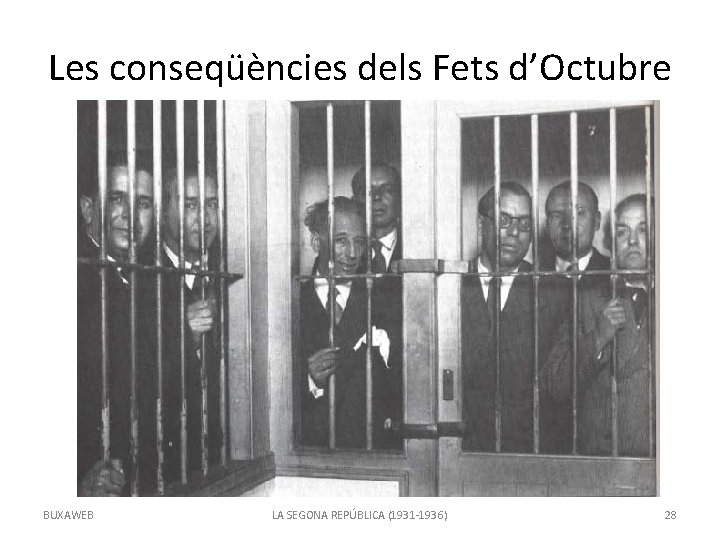 Les conseqüències dels Fets d’Octubre BUXAWEB LA SEGONA REPÚBLICA (1931 -1936) 28 