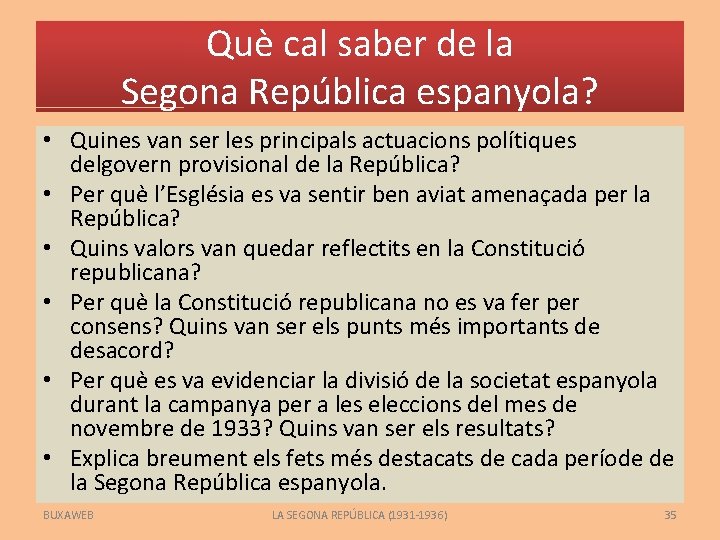 Què cal saber de la Segona República espanyola? • Quines van ser les principals