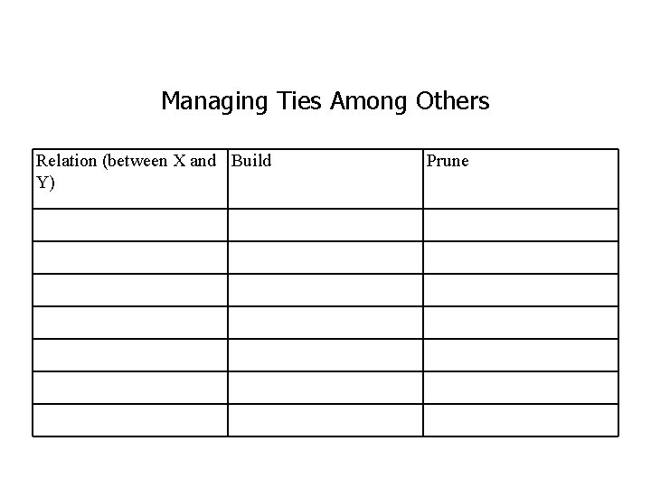 Managing Ties Among Others Relation (between X and Build Y) © Michael E. Wasserman,