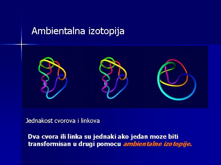 Ambientalna izotopija Jednakost cvorova i linkova Dva cvora ili linka su jednaki ako jedan