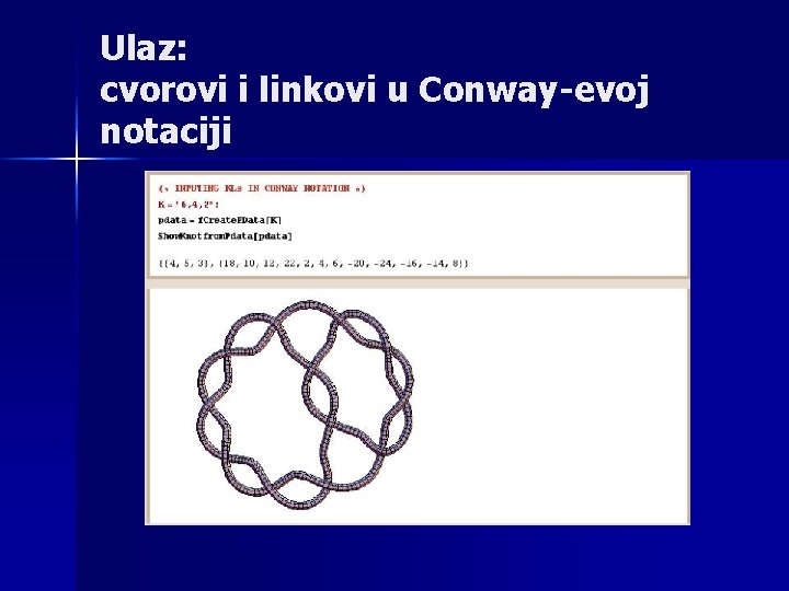 Ulaz: cvorovi i linkovi u Conway-evoj notaciji 