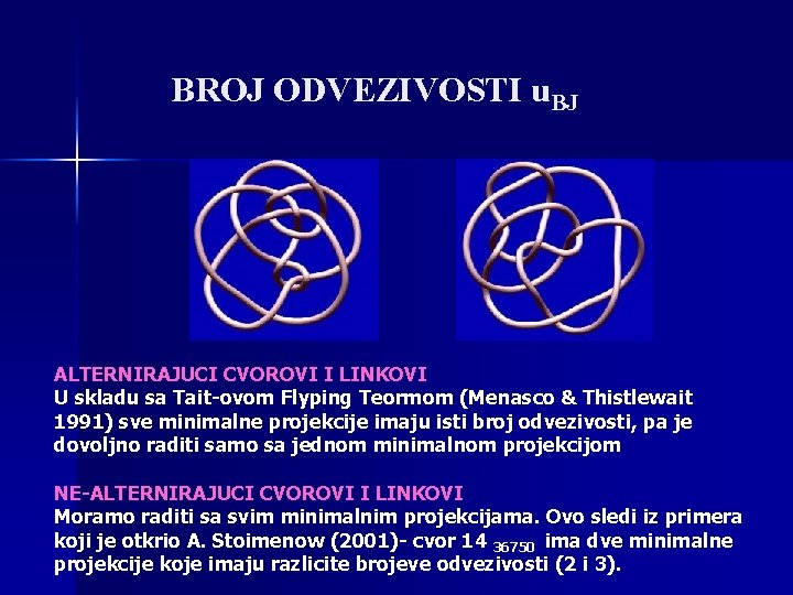 BROJ ODVEZIVOSTI u. BJ ALTERNIRAJUCI CVOROVI I LINKOVI U skladu sa Tait-ovom Flyping Teormom