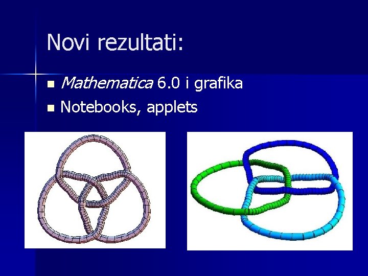 Novi rezultati: n Mathematica 6. 0 i grafika n Notebooks, applets 