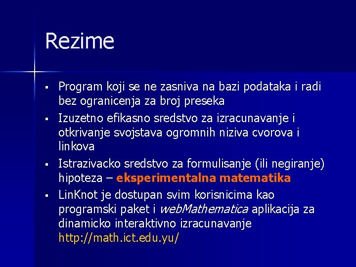 Rezime § § Program koji se ne zasniva na bazi podataka i radi bez