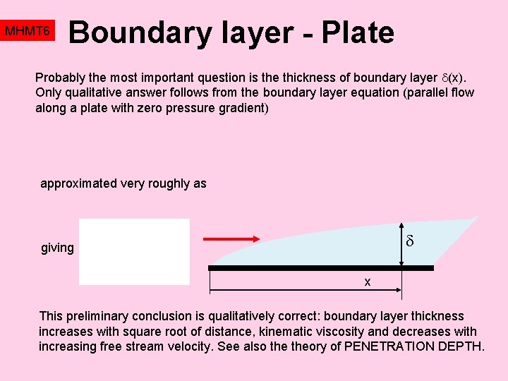 MHMT 6 Boundary layer - Plate Probably the most important question is the thickness MHMT 6 Boundary layer - Plate Probably the most important question is the thickness
