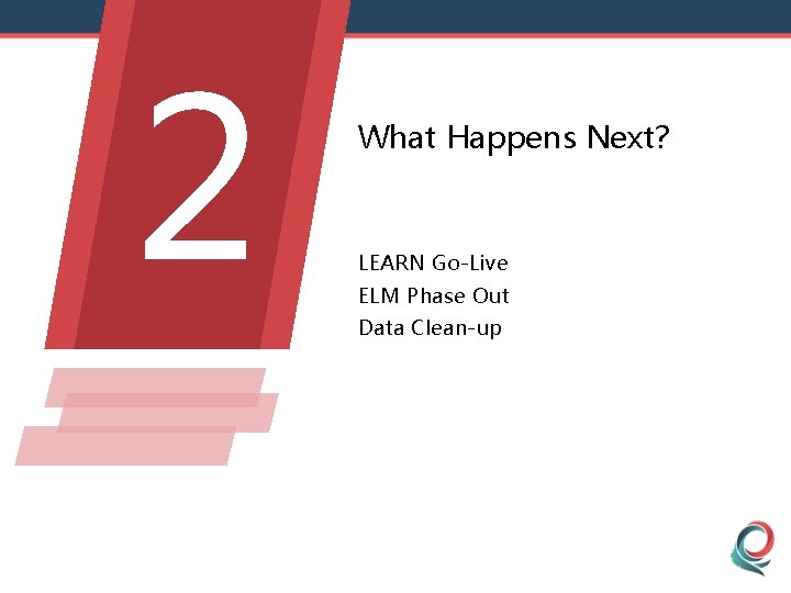 2 What Happens Next? LEARN Go-Live ELM Phase Out Data Clean-up 