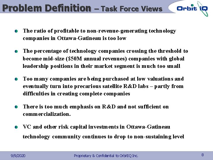 Problem Definition – Task Force Views The ratio of profitable to non-revenue-generating technology companies