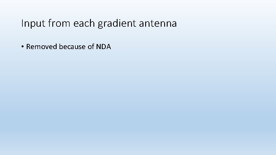 Input from each gradient antenna • Removed because of NDA 