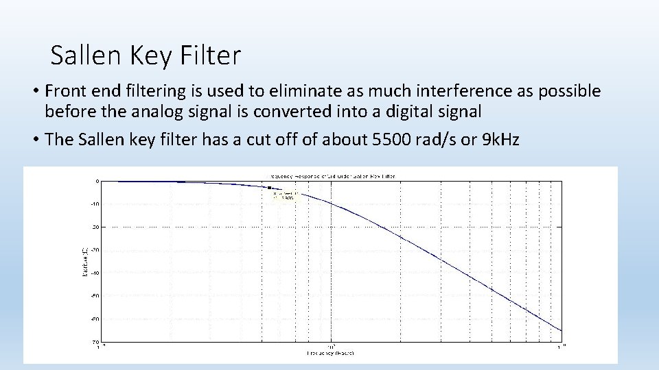 Sallen Key Filter • Front end filtering is used to eliminate as much interference