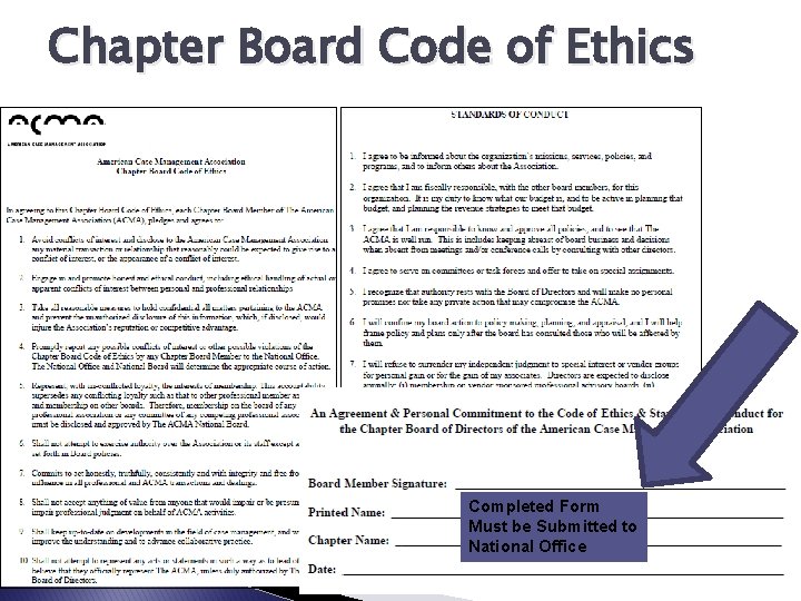 Chapter Board Code of Ethics Completed Form Must be Submitted to National Office 